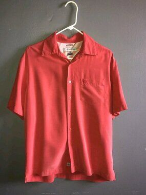 Vintage Quick Silver Edition Red/Orange Short Sleeve Soft Button Up Shirt Small